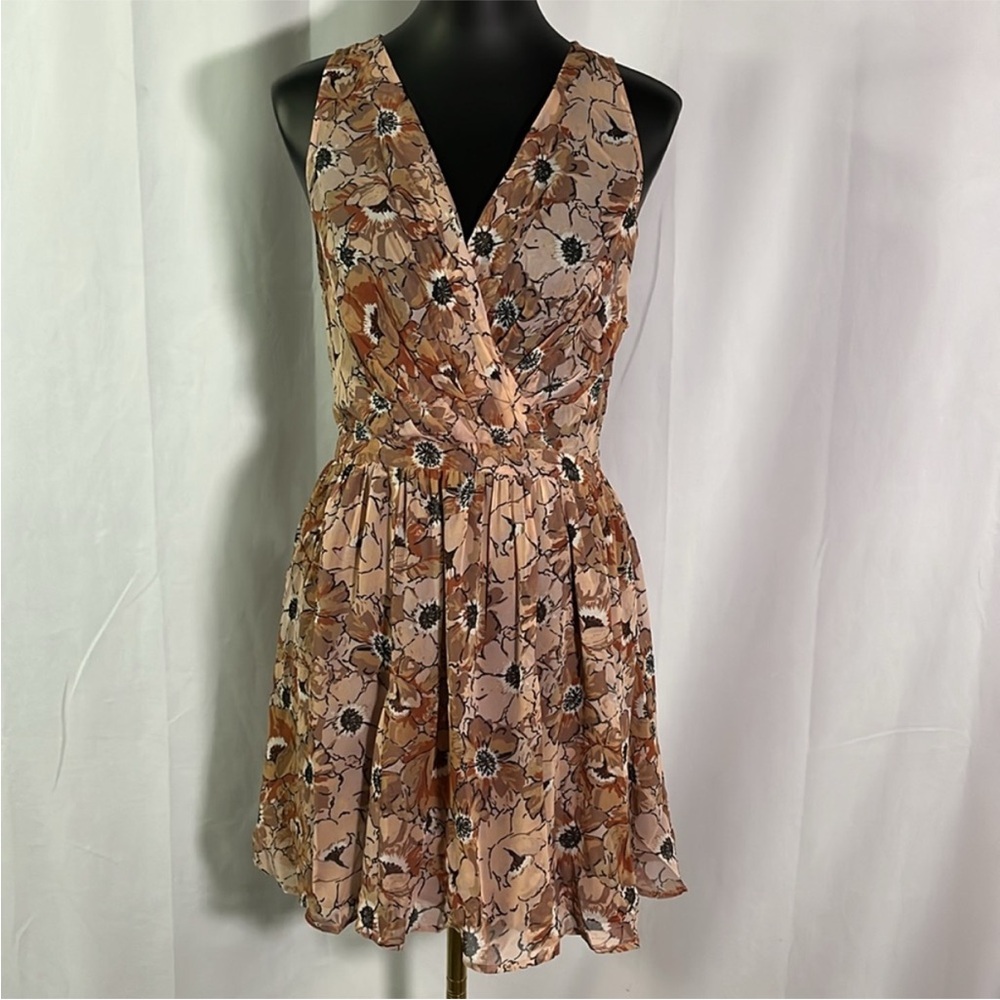 Joie Silk Floral Faux Wrap Mini Dress, Size S